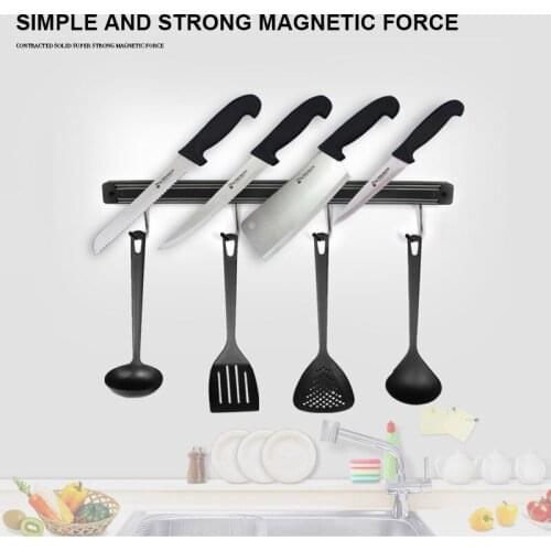 Creative Wall Mounted Magnetic Knife Scissor Storage Holder Rack Convenient Practical Knife Storage Rack With 3 Hooks