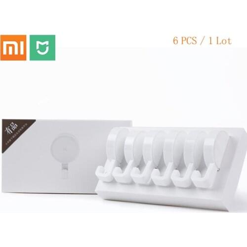 Xiaomi smart Mihome Happy Life White Hook 6pcs Suitable For Bathroom Bedroom Kitchen Walls 3kg Max Load up for xiaomi life
