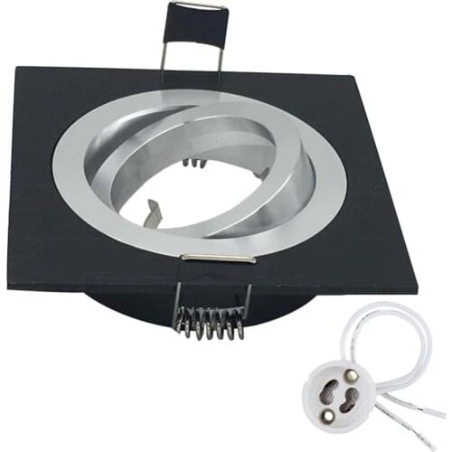 Square Aluminum Black swiveling spotLight mounting Frame Made of cast Aluminum with GU10 Mr16 Lamps Base Socket Cut Hole 90cm