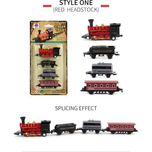 Hot Selling Simulation Retro Steam Train Alloy Model Swing Back Cart Childrens Puzzle Splicing Toys