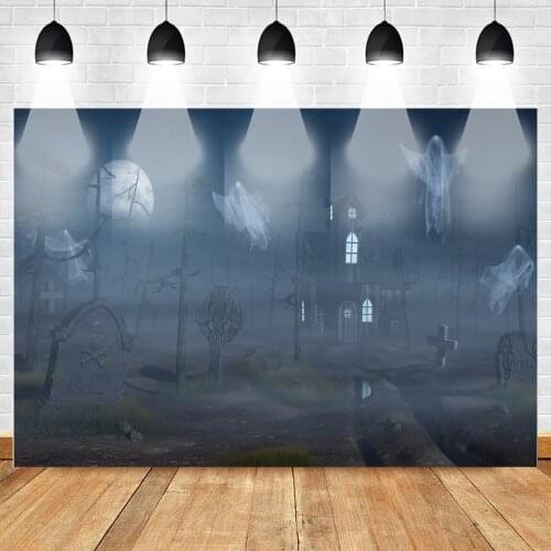 Mehofoto Adventurous Halloween Themed Party Photography Backdrops Castle Night Old Trees Ghost Demon Background for Photo Booth