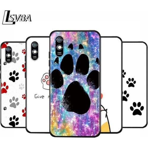 Anti-Fall Soft Black Cover Cat Dog Paw For Xiaomi Redmi 10X 5G 9C 9A 9 K20 8A 8 7A 7 S2 6A 6 Matte Phone Case