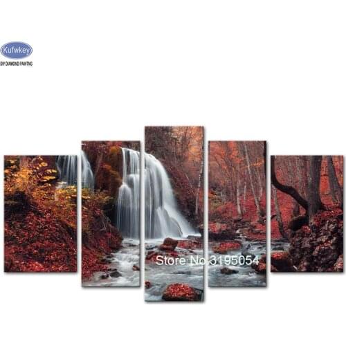 5pcs Full,Diamond Embroidery,5D,diy,Diamond Painting Landscape,waterfall,3d picture,image,Stitch Cross,Diamond Mosaic,Needlework