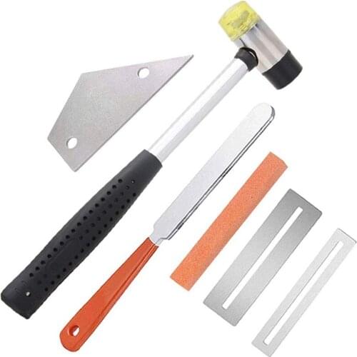 Guitar Tool Kit, Guitar Fret Crowning File, Double Guitar B Fret Wire Hammer, Stainless Steel Fret Rocker, 2 Pcs Fingerboard