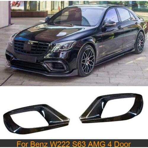 Car Front Bumper Air Vent Outlet Covers Trim for Mercedes-Benz S Class W222 S63 AMG 2018-2020 Front Vent Trim Cover Carbon Fiber