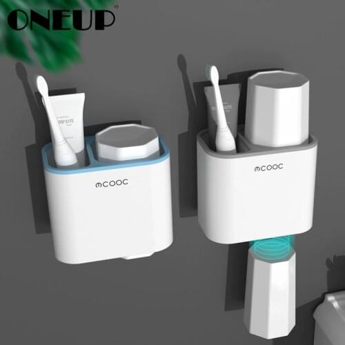 ONEUP Wall Mount Toothbrush Holder With Inverted Cup Drain Storage Rack Organizer For Bathroom Accessories Home Toothbrush Stand