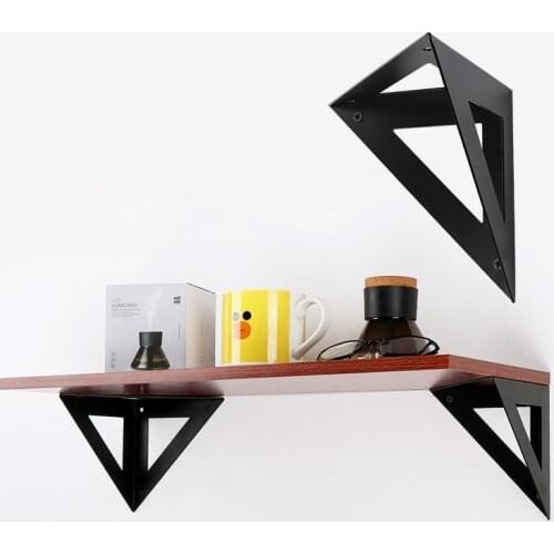 Wall Mount Triangle Bracket Black Partition Fixing Support Floating Shelf Brackets Wrought Iron Storage Rack Hardware Fitting