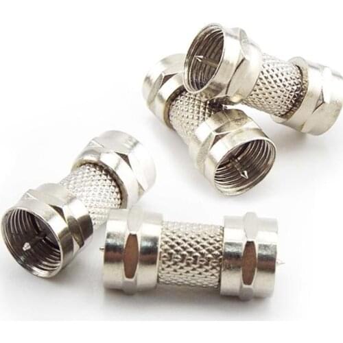 Nickel-plated F Type Male Plug Connector Socket to RF Coax TV Aerial Female RF Adapters Silver Zinc Alloy Plug