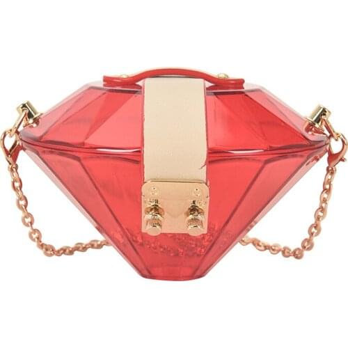 New Acrylic Diamond Shape Chain Shoulder Bag Women Purses and Handbags Small Crossbody Bag Wedding Clutch Female Evening Bag