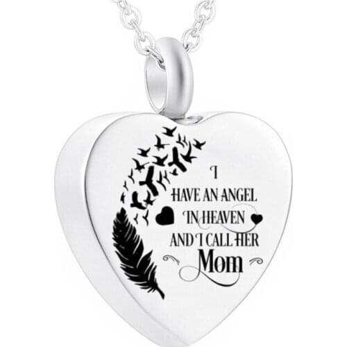 Cremation Jewelry Heart Shaped Stainless Steel Urn Feathers Day Goose Urn Necklace For Mother To Commemorate The Passing Mother