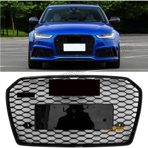 RS6 Style Front Grill Honeycomb Grille Black New Fit For Audi A6 S6 2016 16 2017 17 2018 18