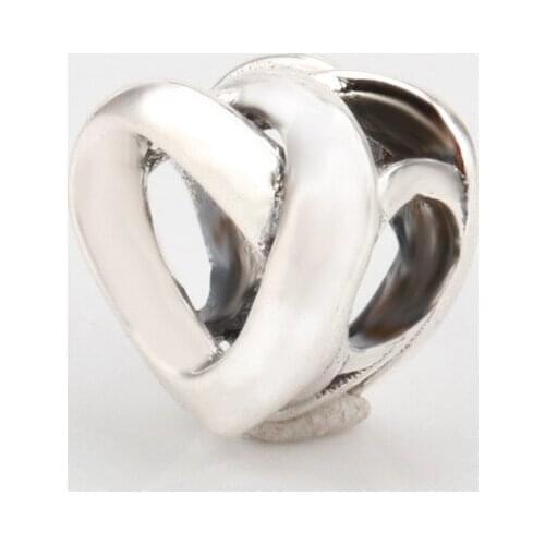 Bewill Authentic 925 Silver Knotted hearts intertwined beads Fit Original charms Bracelet Necklace Pendant