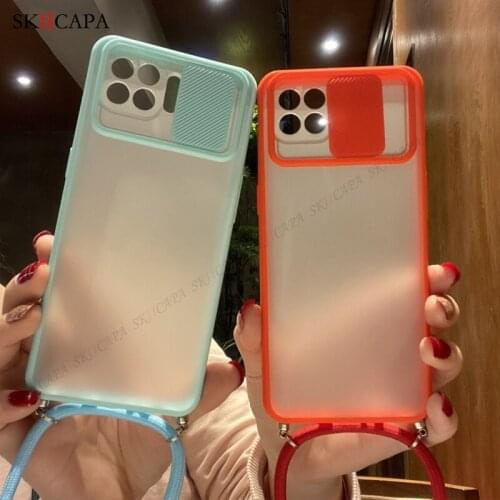 Crossbody Strap Necklace Lanyard Phone Case For OPPO Reno 4F 4 Lite F17 5 Pro Slide Camera Protection Lens Shockproof Back Cover