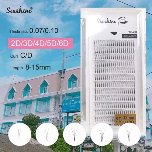 Seashine 1 Tray Premade Russian Volume Fans 2d/3d/4d/5d/6d Eyelashes Long Stem Lash Pre made Fans Eyelash Extensions Supplies