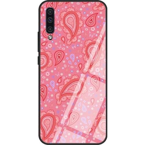 Pink Paisley Case For Samsung A72 A71 A51 A31 A40 A50 A70 A20e A21S A12 A32 A52 Tempered Glass Cover