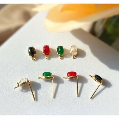 18K gold-covered standard S925 silver needle exquisite small oval earrings DIY earring materials