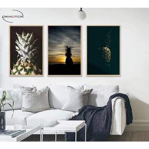 Nordic Seaside Pineapple Sea Unframed Paintings Canvas Art Painting Poster Print Picture Wall Room Home Adornment