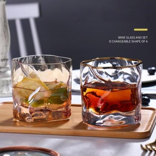 Whiskey Glass Cup Cocktail Glasses Bar Drinking Supplies Twisted Latte Whiskey Transparent Glass Cup Home Kitchen Supplies