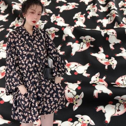 147cm wide digital printing fabric meter micro elastic shirt dress pig print fabric 100% nylon fabric wholesale nylon cloth