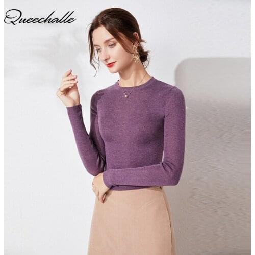 Thin Woolen Sweater Womens Knitted Pullover Autumn Long Sleeve Slim Pullovers Female Purple Sexy Tight Casual Sweater Basic Top