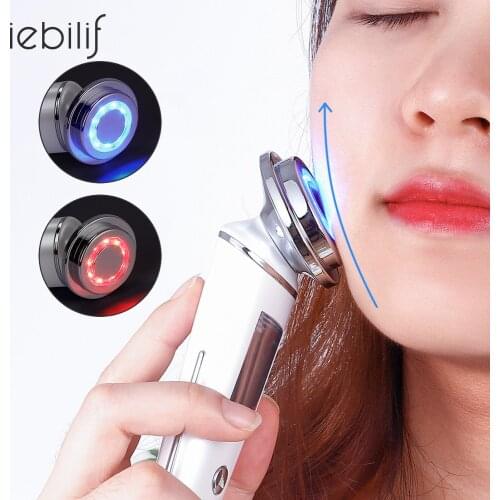 Ultrasound Face Lifting Warm Hot Therapy Vibration Massager LED Photon Wrinkle Removal Skin Tightening Ion Face Beauty Device