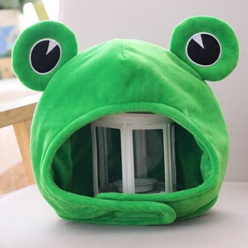 Funny Big Frog Eyes Cartoon Plush Hat Toy Green Headgear Cap Costume