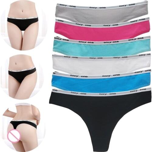 6pcs/lots Womens Tanga String Femme Sexy Panties Cotton Thongs Letter Sport Panty Knickers Low-waist Fashion Mini Bikini