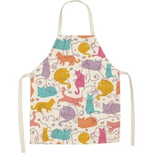 Woman Man 1 PC Cute Cat Pattern Kitchen Apron Anti-fouling Adult Chef Cooking Work Apron