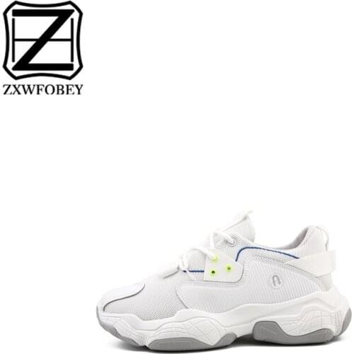 ZXWFOBEY 2019 Man Casual Shoes High Help Platform Sneakers Lace-Up Shoes Mesh Shoes Breath And Comfortable