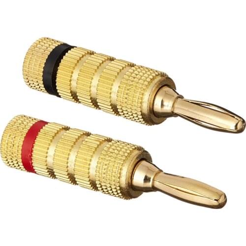 1/2Pair Gold Plated 4mm Banana Plug Connector Audio Speaker Adapter Banana Wire Cable Line Connectors Red/Black