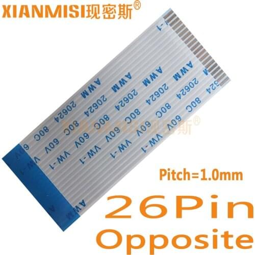 26Pin Flexible Flat Cable FFC Opposite Side 1.0mm Pitch AWM 20624 80C 60V Length 5cm 8cm 10cm 15cm 20cm 25cm 30cm 35cm 5PCS