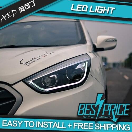 AKD Cars Styling Headlight For Hyundai ix35 Tuscon 2010 Headlights LED Running lights Bi-Xenon Beam Fog lights angel eyes Auto