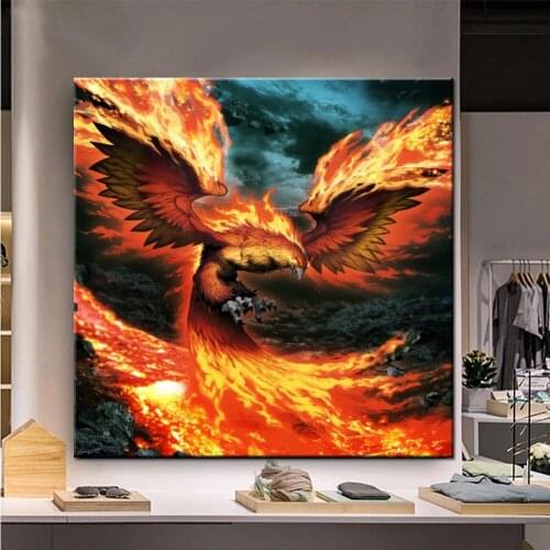 5D Diy Diamond Painting abstract Flames Fire Phoenix Full Square Round Rhinestone Embroidery Mosaic Art Home Decoration