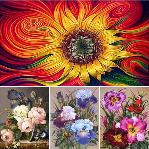 5D DIY Diamond Painting Flower Bright Flower Rhinestone Picture Full Diamond Embroidery Mosaic Handmade Gift Home Decoration Kit