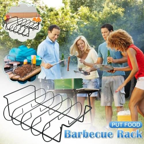 Non-Stick Rib Rack Iron Roasting Stand Holds 5 Rib Racks for Grilling & BBQ Pellet Grill Accessories Grill Rib Turkey Rack