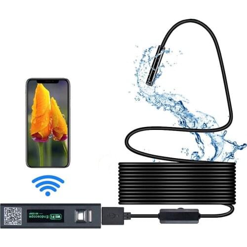 Wireless Endoscope 2MP IP68 8mm Waterproof Wifi Borescope Far Focal Car Inspection Flexible Mini Camera for IOS Android PC