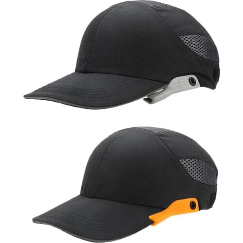 Safety Workplace Construction Site Hat Bump Cap With Reflective Stripes Lightweight and Breathable Hard Hat Head Helmet Black