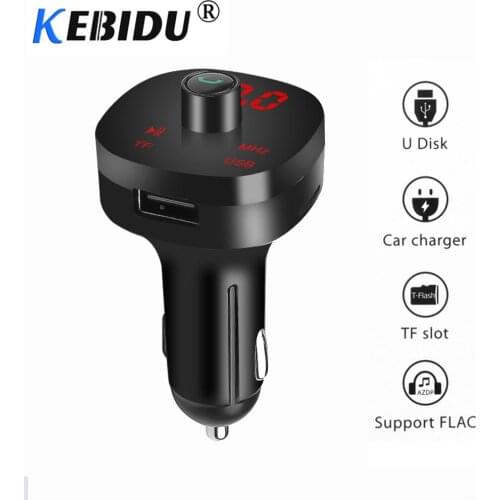 Kebidu 4.1A USB Fast Charger AUX FM Transmitter Wireless Bluetooth Car Kit Handsfree Dual USB Phone Car Cigarette Plug TF Card