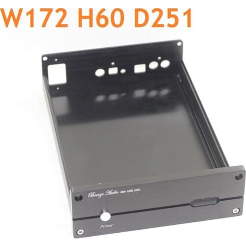 Full Black DIY Aluminum Preamplifier Case Class A Power Amplifier Supply Chassis DAC Decoder For DAC5 Circuit W172 H60 D251
