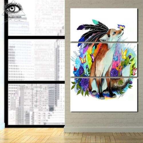 Fuchs friend by Pixie Cold Art HD print 3 piece canvas art Wall Pictures For Living Room With Frame Decorative Pictures CU-3104C