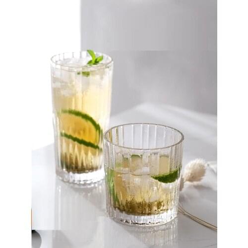 Ins Hot Retro Stripe Pattern Glasses Coffee Juice Milk Cold Drinks Tea Cups 280ml 290ml