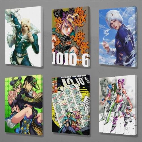 JOJO Part 6 Stone Ocean anime wall Art Framed Wooden Frame canvas decoration poster prints For living room home decor painting