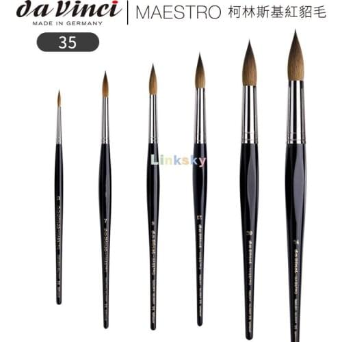 Da Vinci Watercolor Series 35 Maestro Paint Brush, Round Long Taper Kolinsky Red Sable, Size 000-9,extra Long Taper At The Tip