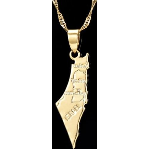 Classic Copper Titanium Alloy Israel Map Pendent Necklace Israeli Maps Necklace for Women Men Girls Neck Jewelry Gift 2021 Trend