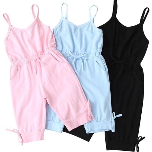 2021 Summer Kids Toddler Baby Girls Sleeveless Bandage Rompers Jumpsuit Overalls Infant Girls Cotton Playsuit Clothes Outfits 25