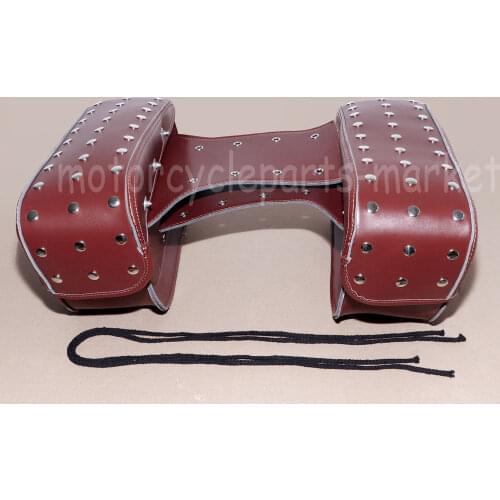 Brown Motorcycle Rivets Tool Tail Bags Travel Luggage Saddle Bag Leather Bobber waterproof Universal For Harley Honda Kawasaki