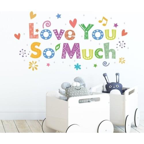 Colorful LOVE YOU SO MUCH Wall Sticker Valentines Day Home Decoration Bedroom wallpaper art Mural Wall beautification stickers