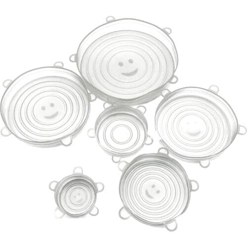 6pcs Reusable Silicone Fresh Keeping Cover Food Packaging Cover Silicon Food Fresh-Keep Sealing