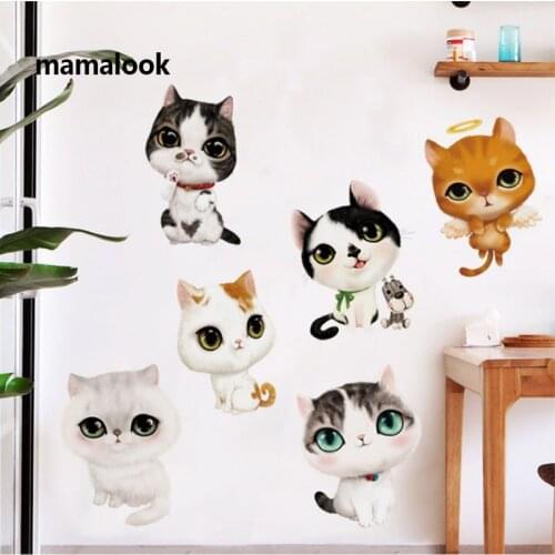 Cute cartoon cats childrens room bedroom decorations creative gifts self-adhesive cabinets custom decorative painting