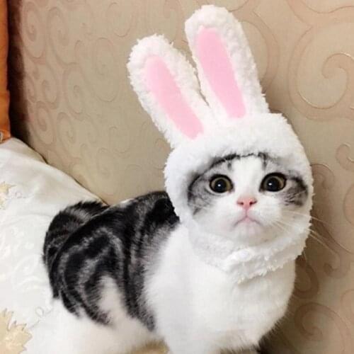 Cute Pet Costume Cosplay Rabbit Ears Cap Hat for Cat Halloween Xmas Clothes Fancy Dress Autumn Winter Paty Accessorie pets cats